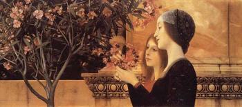 Gustav Klimt : Two Girls With An Oleander